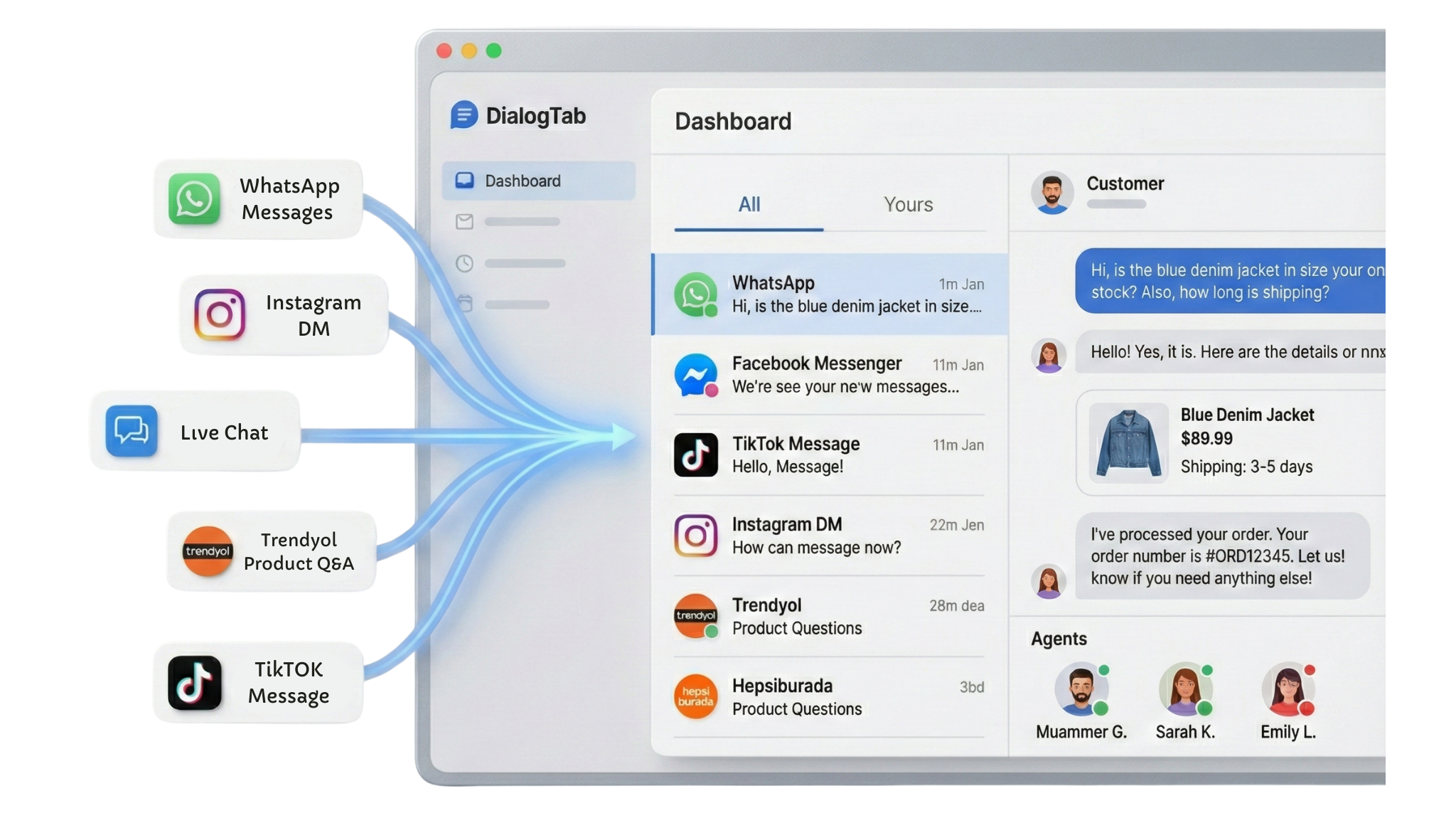 DialogTab Dashboard - Unified Inbox